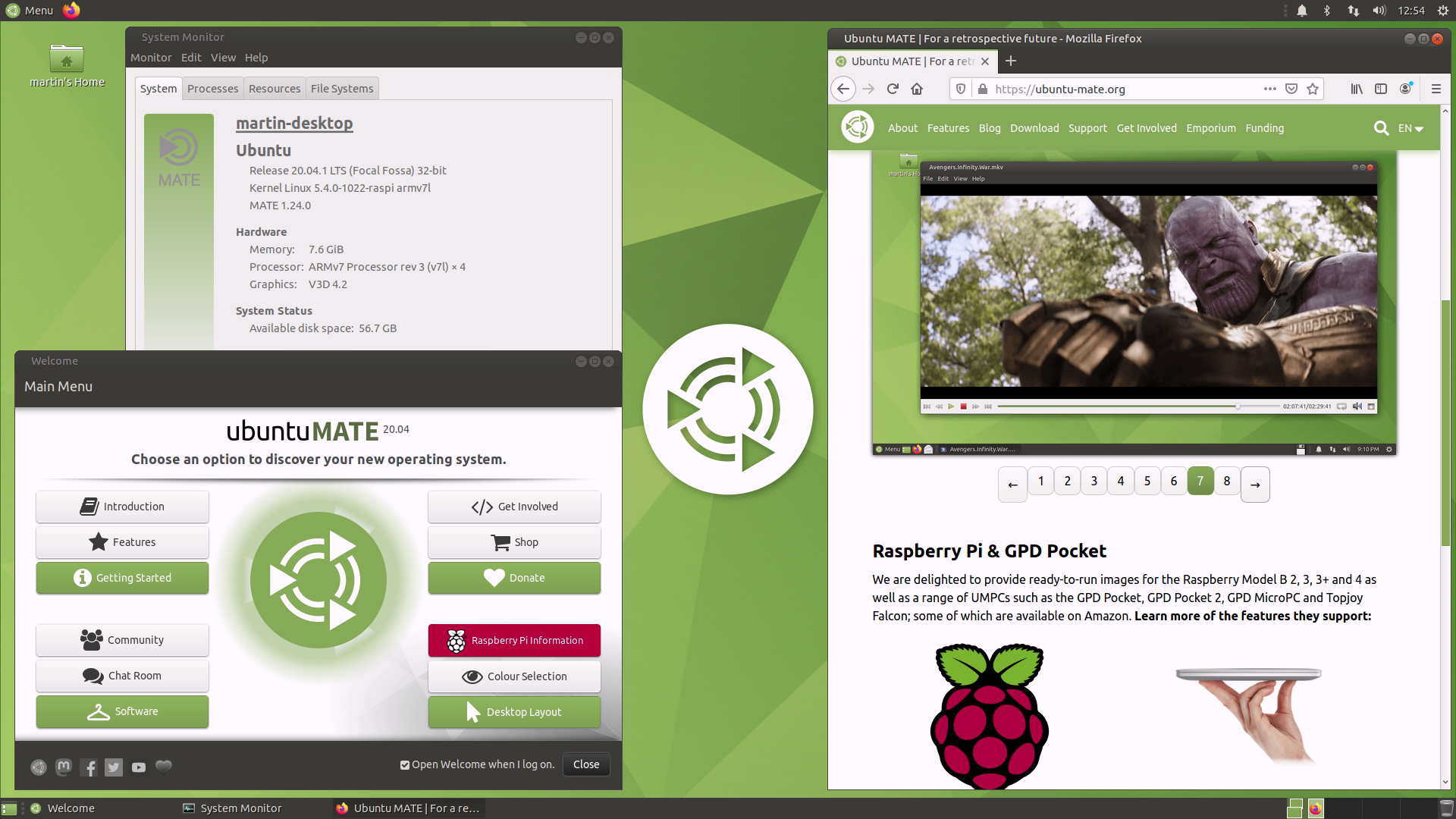 Ubuntu MATE running on the Raspberry Pi 4